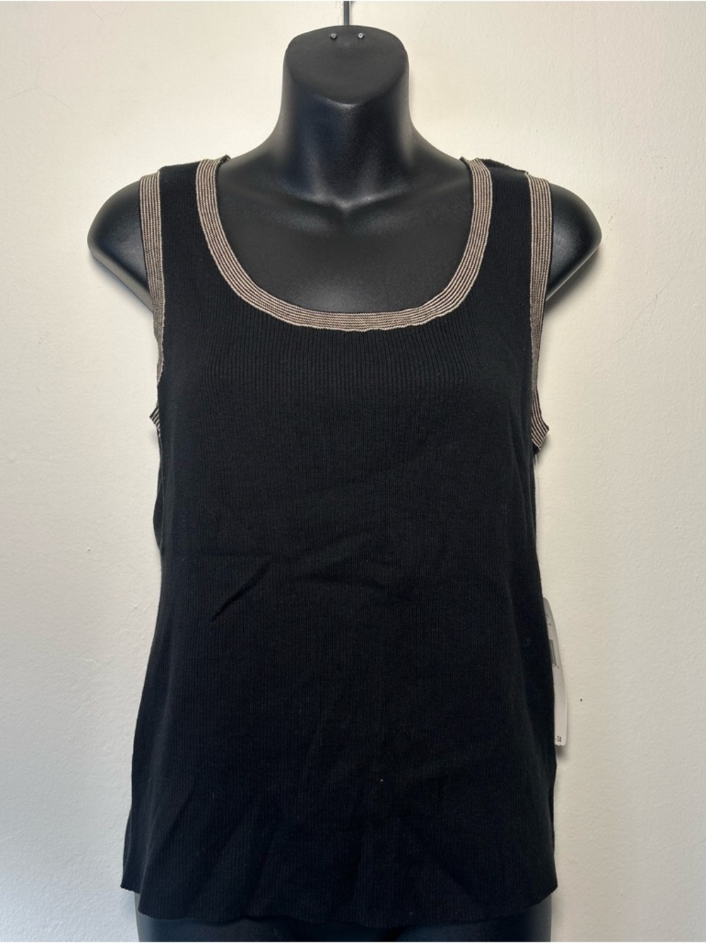 Ralph Lauren Black Tank with Taupe Contrast Trim